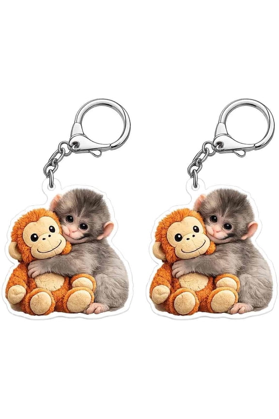 2 Pack Protect Punch The Monkey Keychain Cute Monkey Keychain Pendant