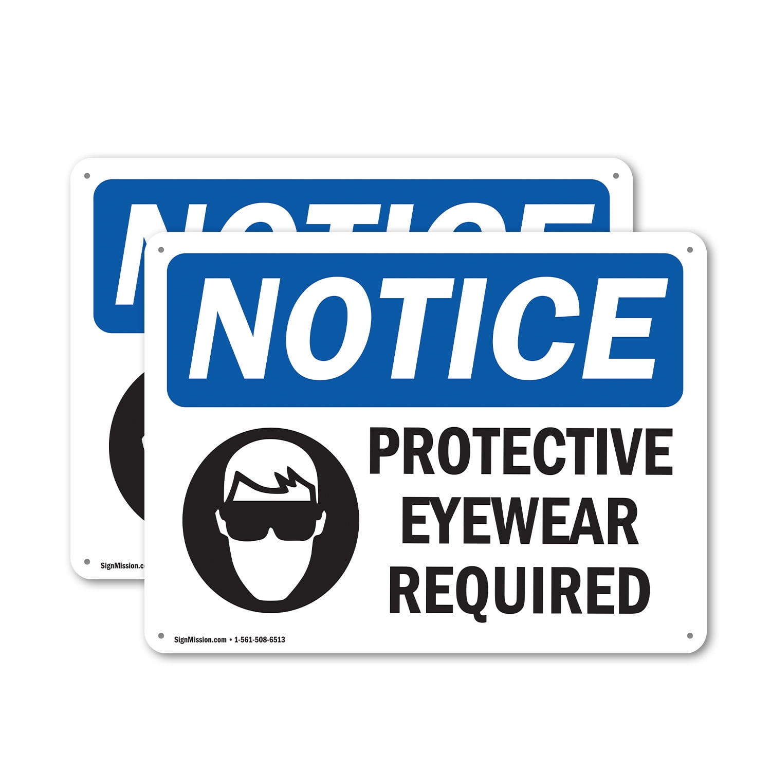 (2 Pack) Protective Eyewear Required OSHA Notice Sign 24 Inch X 18 Inch