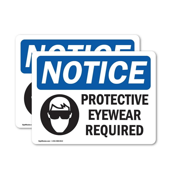 (2 Pack) Protective Eyewear Required Sign