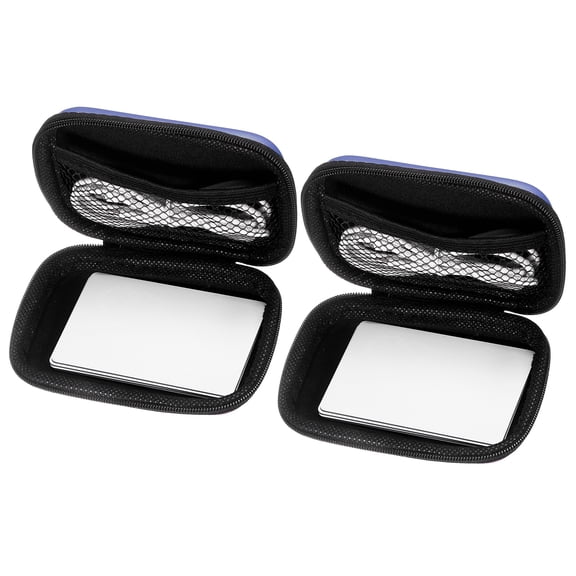2 Pack Protective Travel Case, Dark Blue Rectangle Small Hard EVA Case - Travel Card Games Case