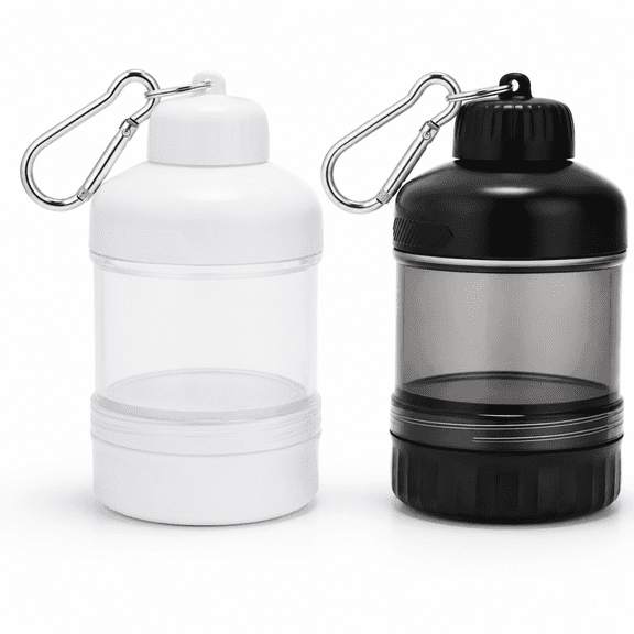 2 Pack Protein Powder Container with Keychain Large Capacity Clear Leakproof BPA-Free Plastic, Ideal for Workouts, Fitness & Travel