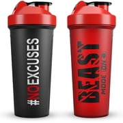 2 Pack Protein Shaker Bottles, 24 Oz, Leakproof, BPA-Free, Dishwasher Safe, Plastic, Ideal for Workouts, Gym, Smoothies