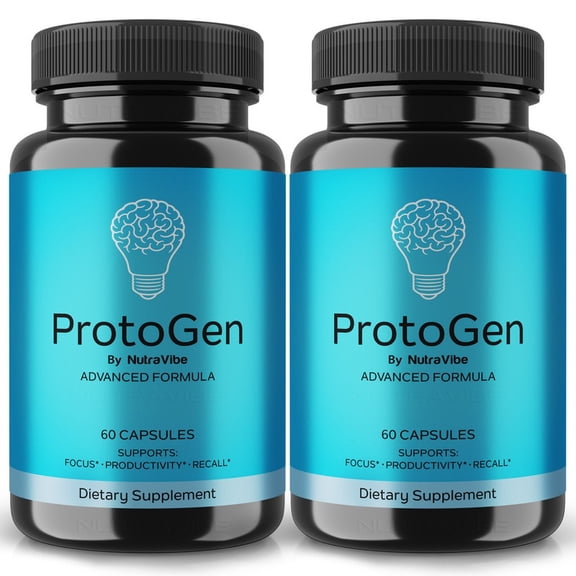 (2 Pack) ProtoGen Pills – Daily Formula with a Natural Blend to Help Maintain Focus, Memory & Concentration | Clean, Gentle, Easy-to-Swallow Capsules for Everyday Sharpness (120 Capsules)