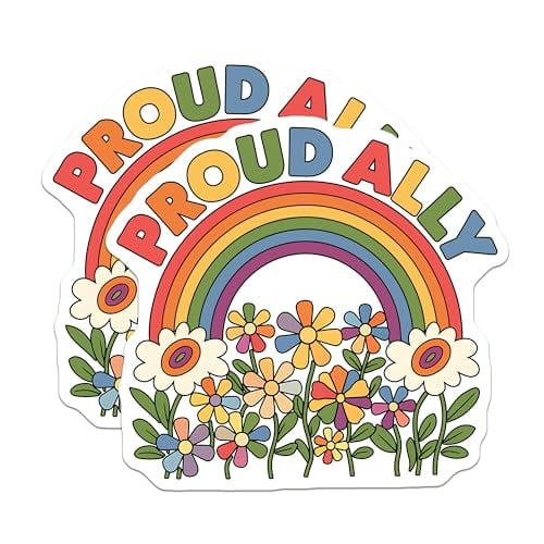 (2 Pack) Proud Ally Magnets - LGBTQ Support - Rainbow Flower Design Magnet - 5" On Longest Side - for Cars, Fridges, Toolboxes - Made in USA - MAG3894