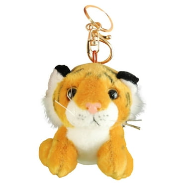 (2-Pack) Puawkoer Keyring Stuffed Tiger Wallet Womens Toy Soft Charm Keys Bulk Keyring Cute Keyring Children's Womens Case Bag Purse Backpack
