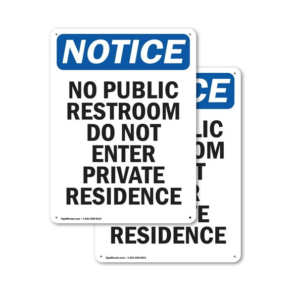 (2 Pack) No Public Restroom Do Not Enter OSHA Notice Sign 10 Inch X 14 Inch Indoor / Outdoor Rust-Free Aluminum Metal Signs for Workplace, Workshop, and Construction Site, Made in the USA