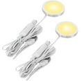 2 Pack Puck Lights 5V Single USB Powered,3 Color Temperature Adjustable