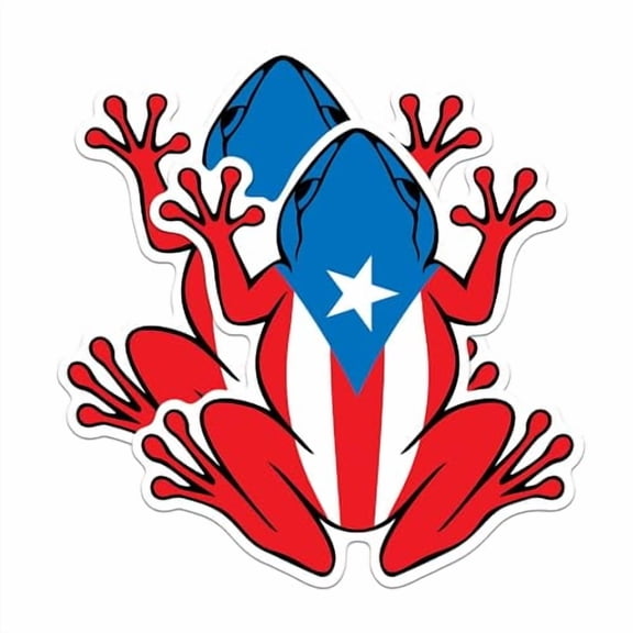 (2 Pack) Puerto Rico Flag Frog Stickers - Coqui Frog - Puerto Rican Pride - Boricua Forever - 5 Inches On Longest Side - Premium Vinyl - For Cars, Trucks, Skateboards, Laptops - Made In USA - BMCS0799