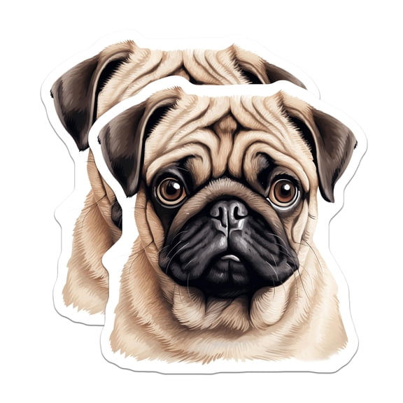(2 Pack) Pug Dog Magnets - Pet Lover Decor - Animal Fridge Accessory - 5 Inches On Longest Side - Thick Durable Magnet - Made in USA - MAG30115