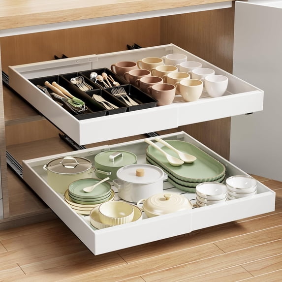2 Pack Pull Out Cabinet Organizer Expandable, 21