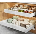 thumbnail image 1 of 2 Pack Pull Out Cabinet Organizers 21"Deep With Raising Pad for Framed Cabinets,Expandable Slide Out Drawers Upgrade 3 Slide Rails,Roll Out Shelves Adhesive,Adjustable Width 15.2"-26.3" White, 1 of 14