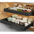 thumbnail image 1 of 2 Pack Pull Out Cabinet Organizers 21"Deep With Raising Pad for Framed Cabinets,Expandable Slide Out Drawers Upgrade 3 Slide Rails,Roll Out Shelves Adhesive,Adjustable Width 15.2"-26.3" Black, 1 of 7
