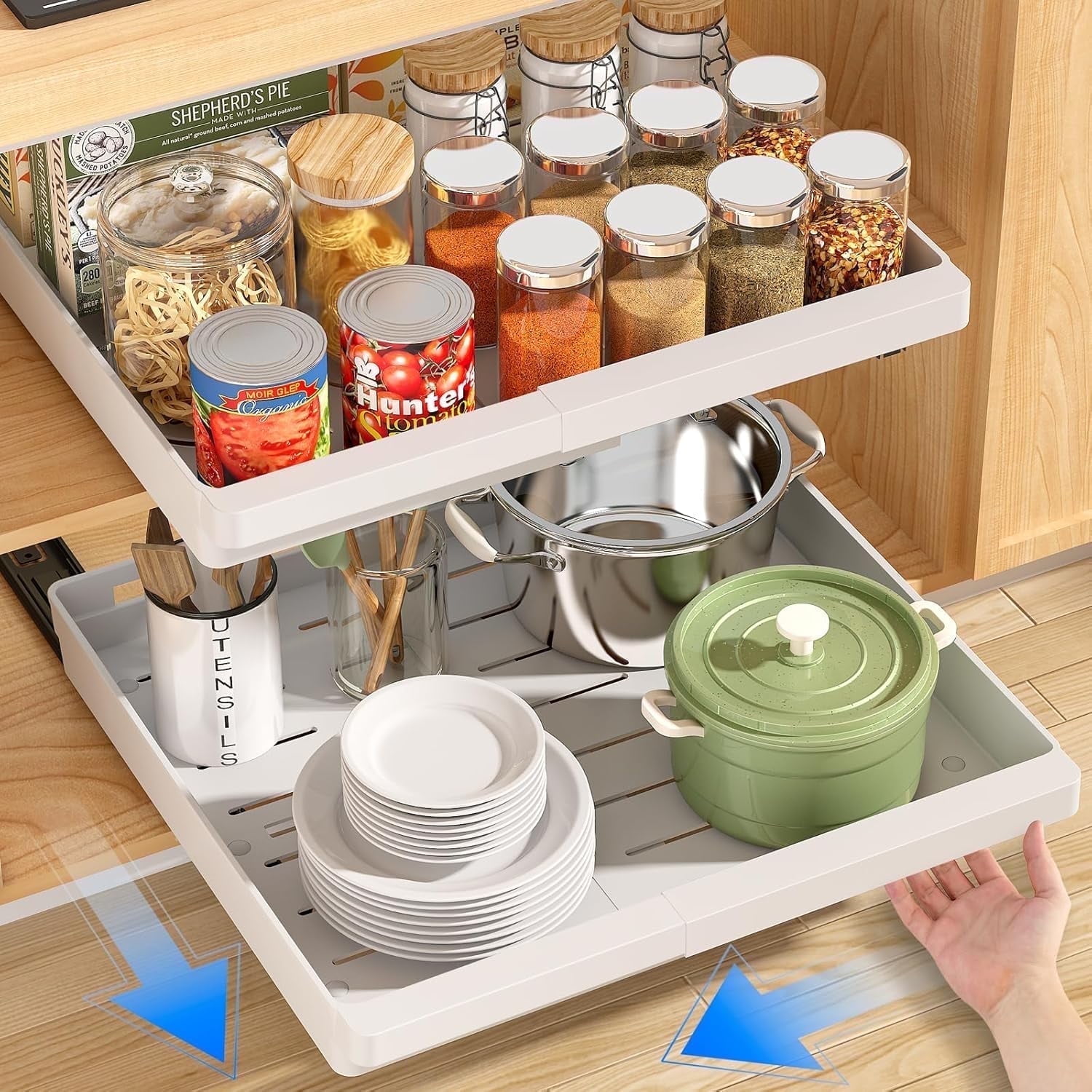 2 Pack Pull Out Cabinet Organizers Expandable - Large