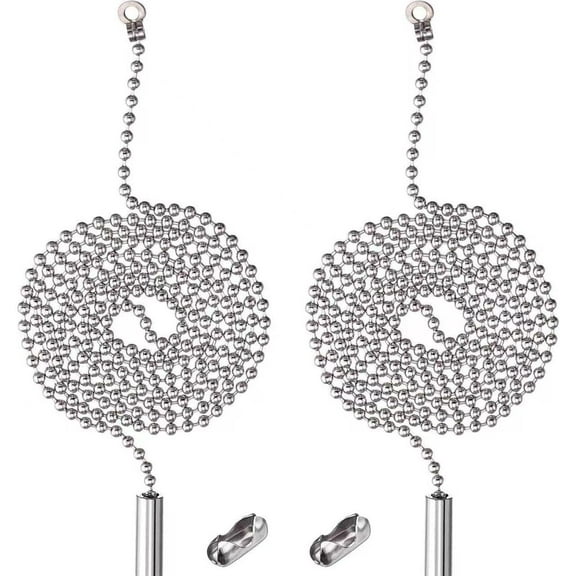 2 Pack Pull Chain String Extension with Connector for Ceiling Fan Light Fixture Light Bulb, 304 Stainless Steel Switch Chain Extender,1 Meter Length