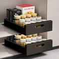 thumbnail image 1 of 2 Pack Pull Out Drawers for Cabinet, 16.9"Deep Pull Out Cabinet Organizer Adhesive Carbon, No Drill Slide Out Drawers for Kitchen Cabinets, Pantry, Bathroom, Living Room, 14"W x16.9"D x 3.1"H, 1 of 7
