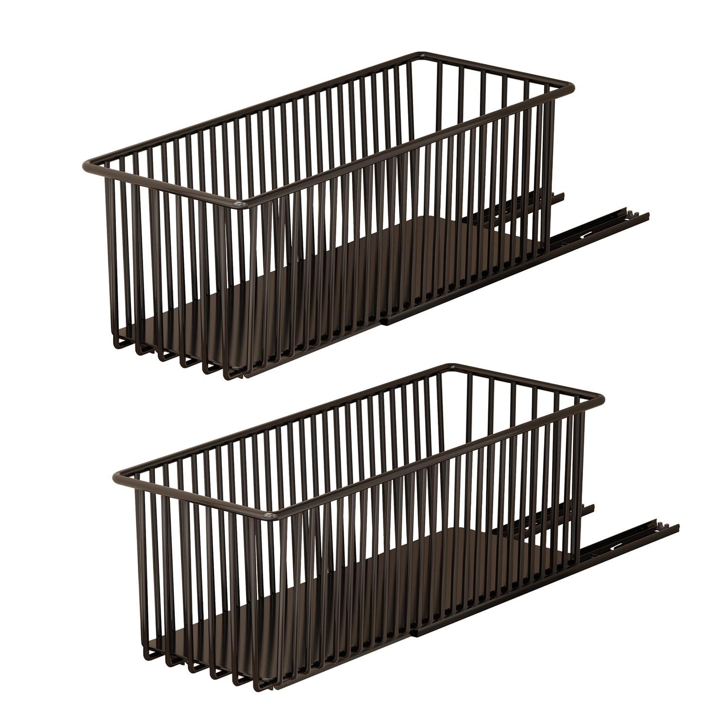 2 Pack Pull Out Cabinet Organizers, Slide Out Basket Drawers, Heavy Duty Carbon Steel Pulling Drawers For Cabinets Kitchen Bathroom Under Sink