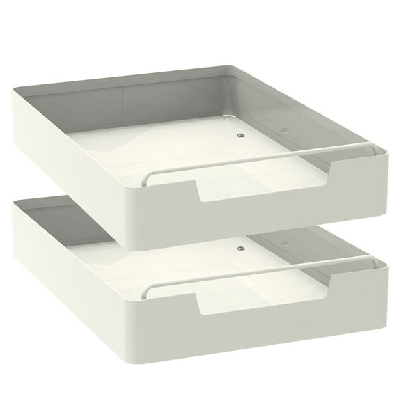 2-Pack Pull-Out Cabinet Organizers with Sliding Shelves - Heavy Duty Carbon Steel Spice Rack Drawers, Adhesive Nano Film & Handles, 55 lbs Max Load for Kitchen, Pantry, or Bathroom Storage