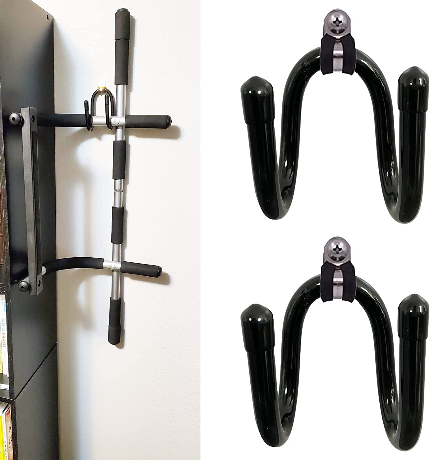 2 Pack Pull Up Bar Wall Mounted Display stand Pull Up Bar Storage Organization Rack for Home Gym Holder Up to 20Lbs No Pull Up Bar Can t be used for strength