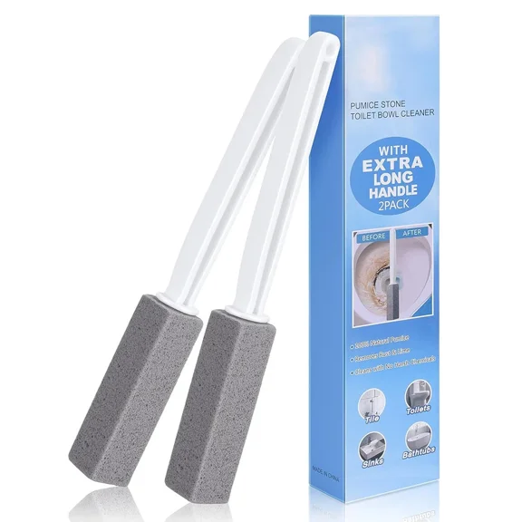 2 Pack Pumice Stone Cleaner Toilet Bowl Cleaning Brushes With Extra Long Handle