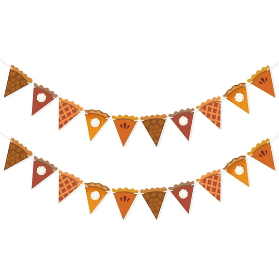2 Pack Pumpkin Pie Banner Thanksgiving Decorations, Pie Slices Bunting, Thanksgiving Banner, Fall Party Decor Harvest Home Mantel Decorations Party Supplies