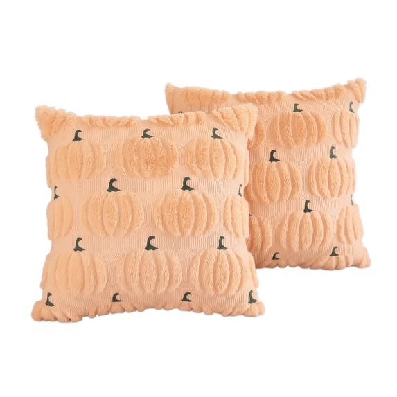 2 Pack Pumpkin Pillow Covers 18 X 16 Inch Cream Textured Throw Pillow Covers Soft Plush for Couch Bed Halloween Fall Home Decor