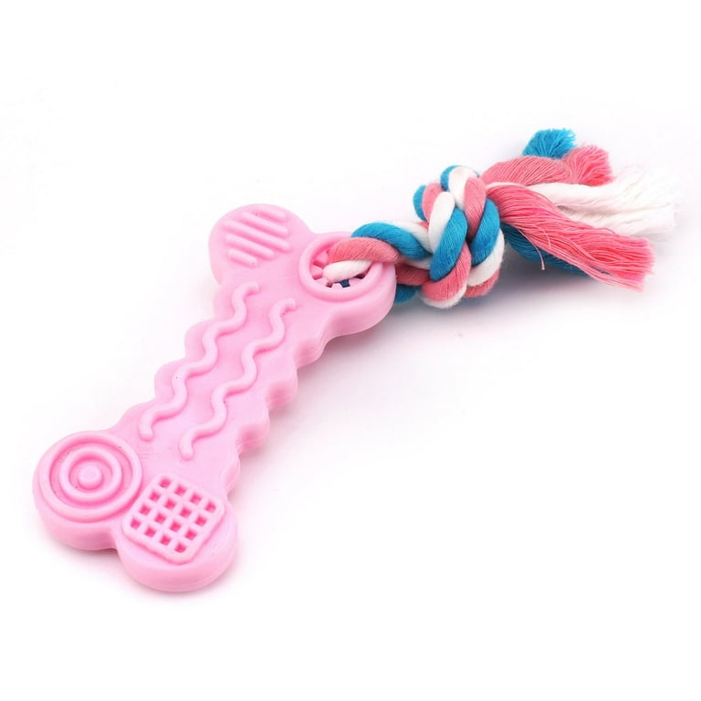2 Pack Puppy Chew Toys Dog Durable Teething Toys with Rope for Puppies and Small Dogs Pink
