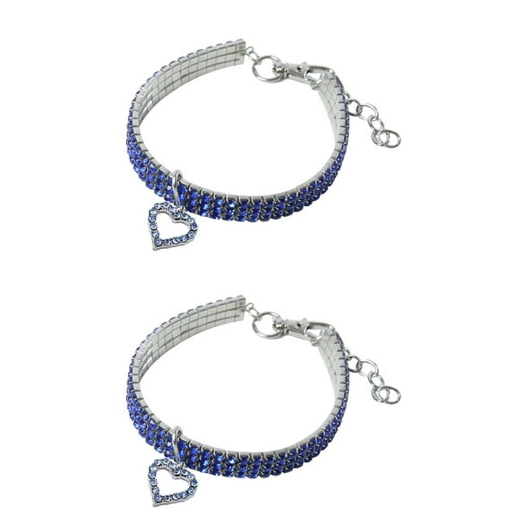 2 Pack Puppy with Bell Dog Collar Necklaces for Dogs Chain Collars Heart