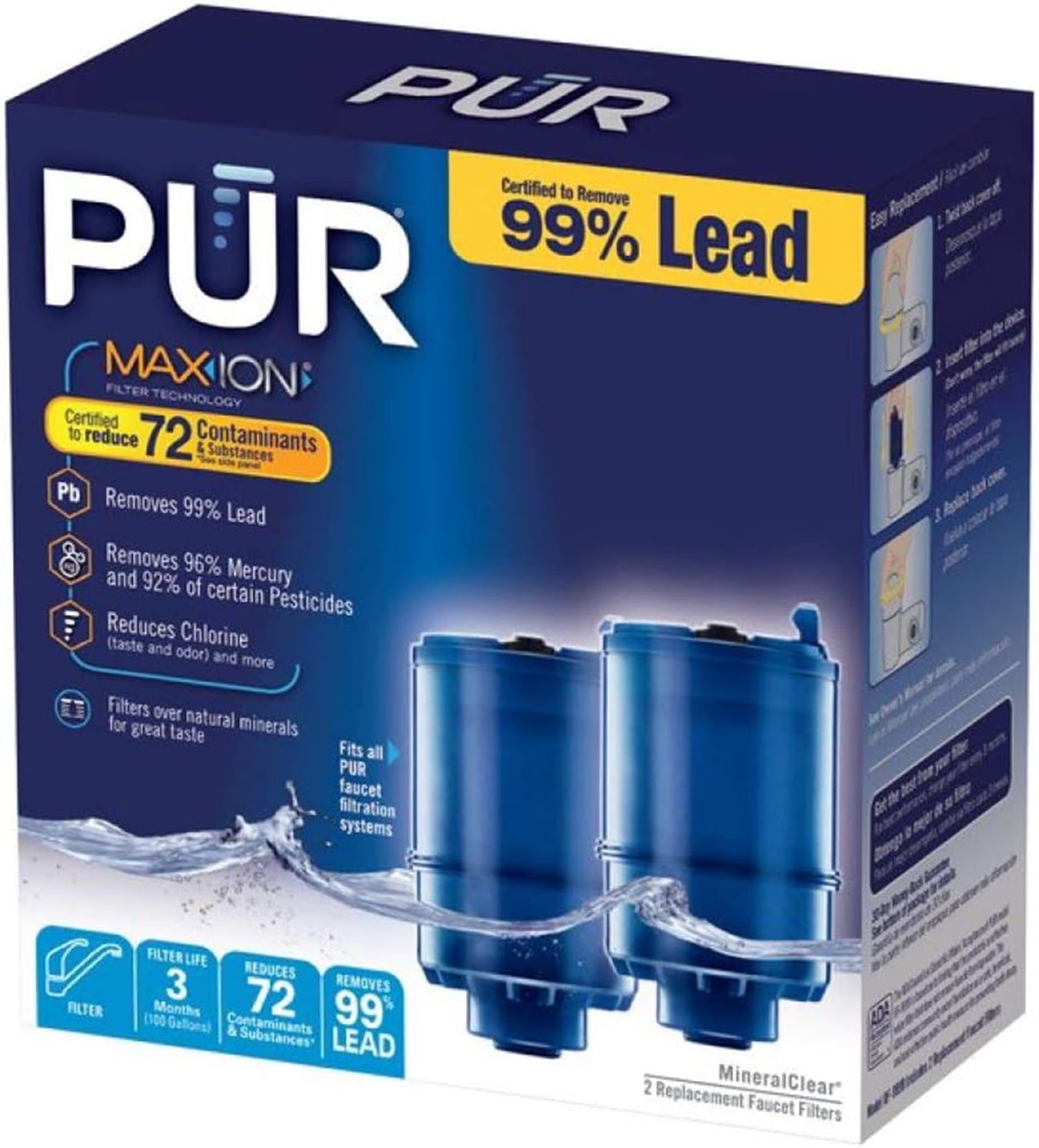 2 Pack Pur® RF9999 Water Filter Replacement Compatible with Pur