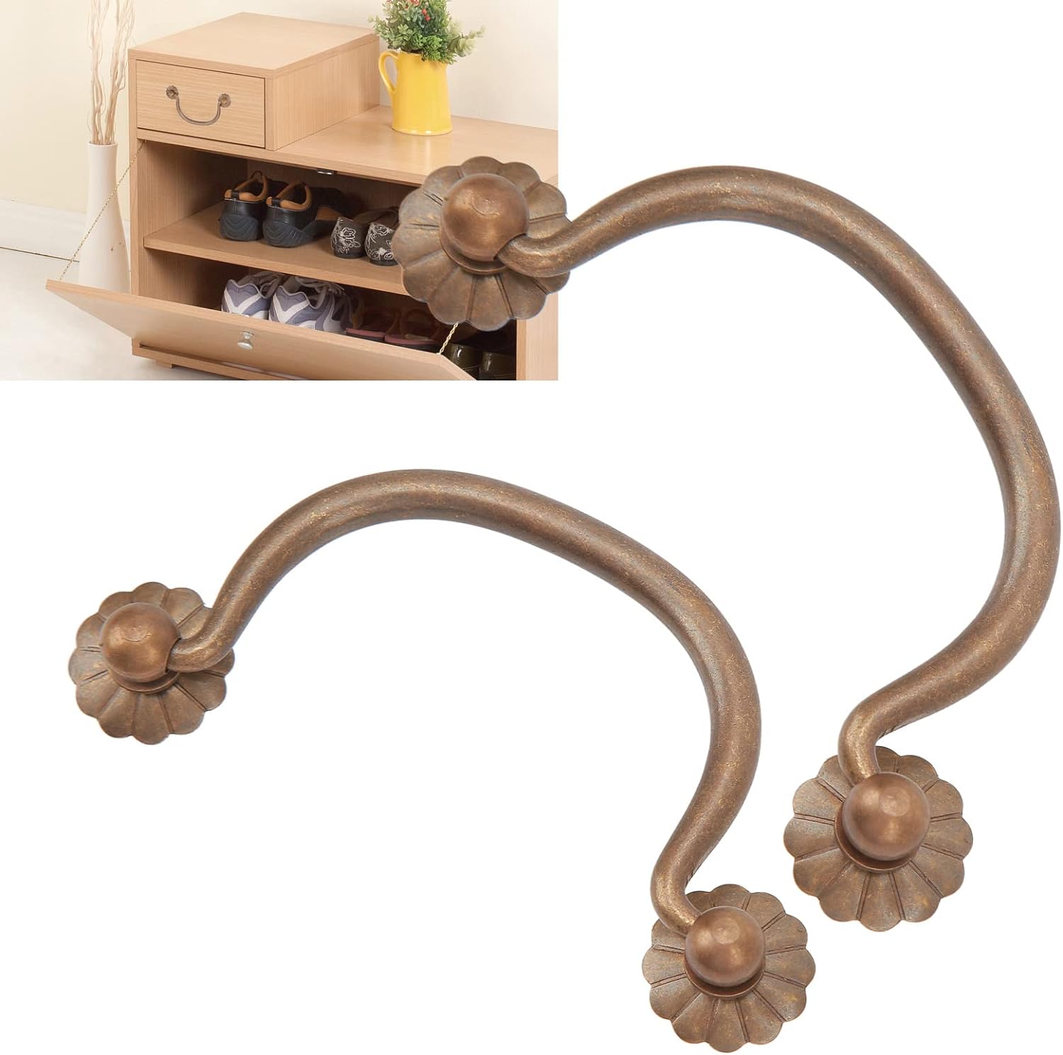 10-Pack Vintage Telephone Brass Cabinet Pulls – Antique Drawer Handles 5-1/16in Center, Oil Brass Finish