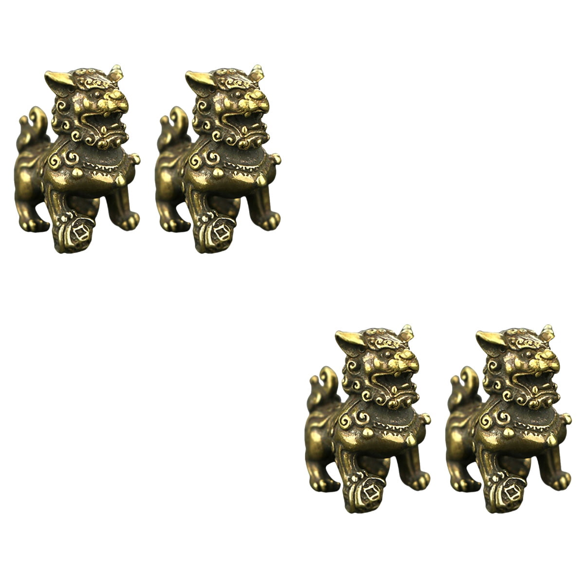 2 Pack Pure Copper Lion Ornament Miniature Statue Decor Office