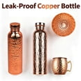 thumbnail image 1 of 2 Pack Copper Water Bottle (30oz/800ml) 100% Pure Handmade Hammered Ayurvedic Pure Copper Vessel for Drinking Heavy Duty & Leak-proof with Cup for Travel _ Gold, 1 of 3