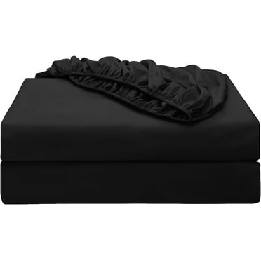 2-Pack Pure Cotton Fitted Sheet Twin Size, 600 Thread Count 16" Deep Pocket Egyptian Cotton Fitted Sheet (2pcs, Twin, Black)