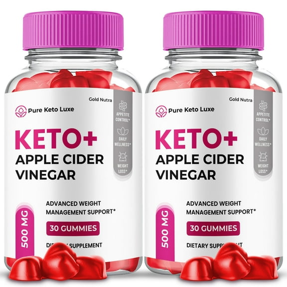 (2 Pack) Pure Keto Luxe ACV Gummies, Apple Cider Vinegar, Max Strength, 2 Month Supply Dietary Supplement, Made in USA