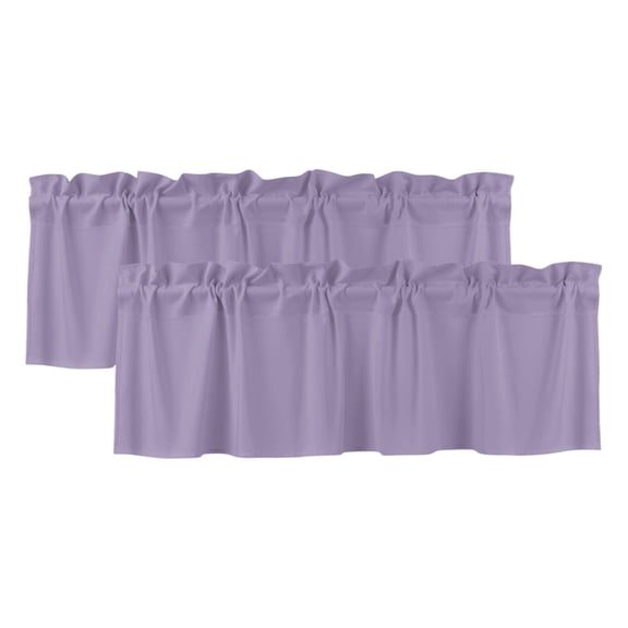 2 Pack Pure Lavender Purple Valances for Windows Bedroom Living Room Window Treatments, Modern Solid Color Minimalist Art Rod Pocket Valance Drapes Short Kitchen Curtains Over Sink 42"x12"