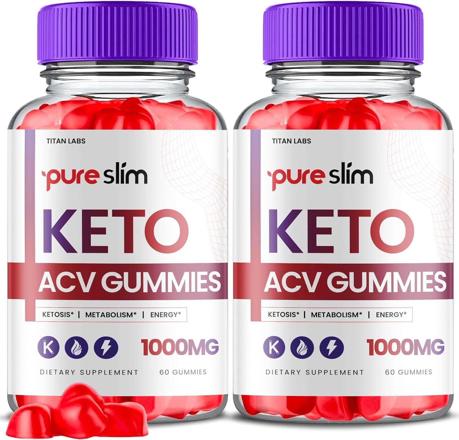 (2 Pack) Pure Slim Keto ACV Gummies Apple Cider Vinegar Supplement