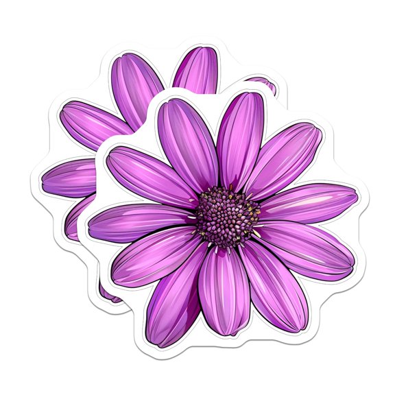 (2 Pack) Purple Daisy Magnets - Botanical Fridge Decor - Cottagecore Aesthetic Accessory - 5 Inches On Longest Side - Thick Durable Magnet - Made in USA