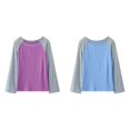 thumbnail image 1 of 2 Pack(As shown & Light Blue) Little Girls Casual Long Little S Sleeve Raglan Sleeve T Long Sleeve Shirt Shirts Crewneck Tunic Tops Women Winter Tops Teen Color, 1 of 9