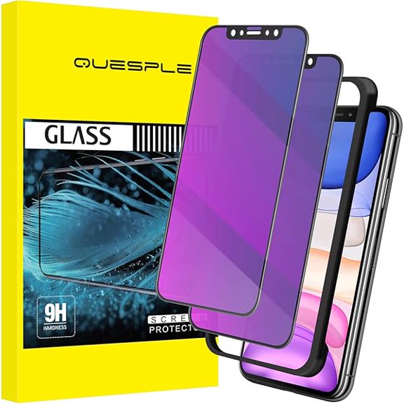 [2 Pack Purple Privacy Screen Protector for iPhone 11/iPhone XR- 6.1 inch, Anti-Spy Tempered Glass, Easy Installation Kit, Case Friendly, Anti Peeping