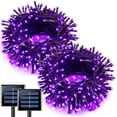 thumbnail image 1 of 2 Pack Purple Solar Halloween Lights,320 LED 104.6ft Solar String Lights Outdoor Waterproof,8 Modes Outdoor String Lights Solar for Christmas Tree Gardens Party Xmas Halloween Outdoor Decoration, 1 of 7