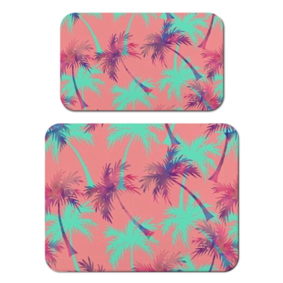 2 Pack Purple Tropical Paradise Coffee Mats - 4-Layer Ultra Absorbent Mat Set for Espresso Machine, Non-Slip Base