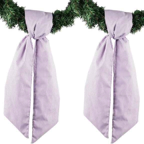 2 Pack Purple White Stripe Wreath Sash Front Door Decoration, 5.12" x 54.33" Blank Sashes Spring Easter Girls Birthday Wedding Holiday Party Bow Ribbon Bundle Farmhouse