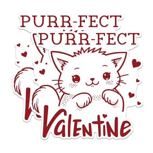 (2 Pack) Purr-FECT Valentine Magnets - Cat Lover's Valentine's Day Magnets - Cute Kitten Valentine Magnets- 5" On Longest Side - for Fridges, Toolboxes, Cars - Made in USA - MAG2879