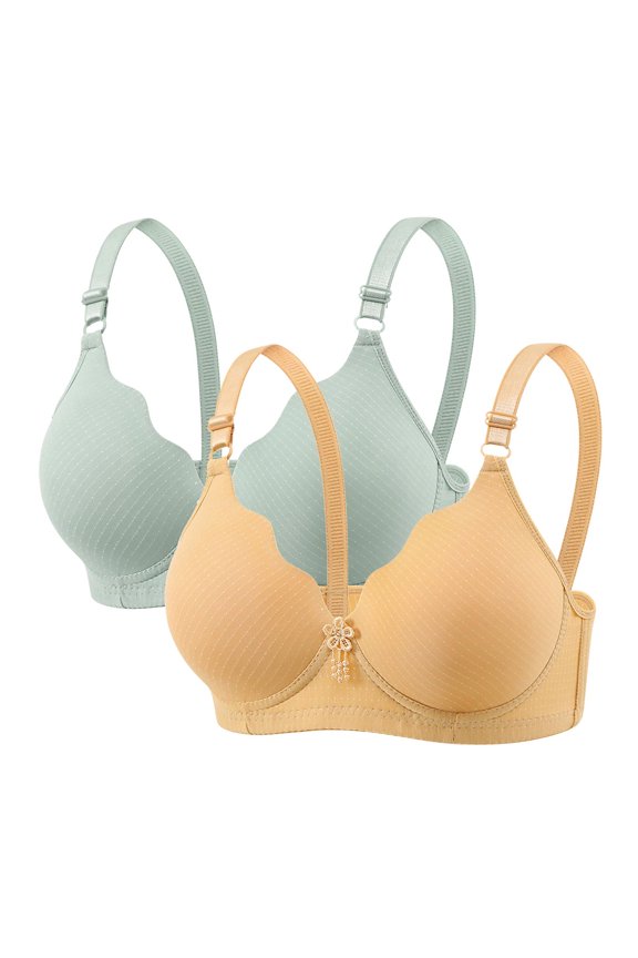 2 Pack Push up Full Cup Bras for Women No Underwire Bralettes Wireless Adjustable Comfy Everyday Lingerie
