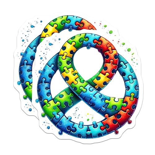 (2 Pack) Puzzle Piece Infinity Symbol Magnets - Autism Awareness - Colorful Kitchen - Fridge Magnets - 5" On Longest Side - for Cars, Fridges, Toolboxes - Made in USA - MAG3687