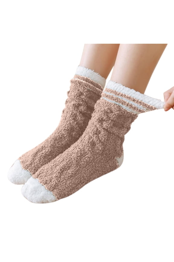 (2*Pack)Pzocapte Women's Winter Fuzzy Wide Calf Compressisocks Socks Warm Slipper Socks Womens White Crew Socks Women's Soft Fuzzy Sleeping Socks Men Socks Fuzzy Elastic Slipper *2Pcs