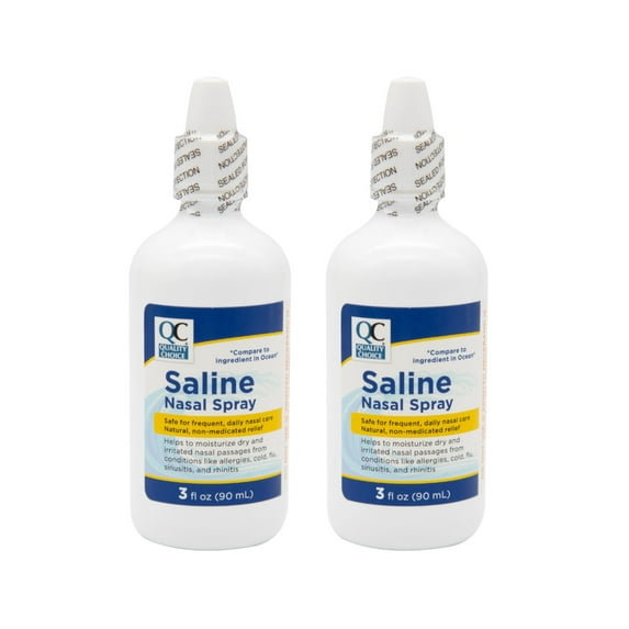 2 Pack QC Saline Nasal Relief Moisturizing Spray 1.5 Oz (Compare to OCEAN) Each