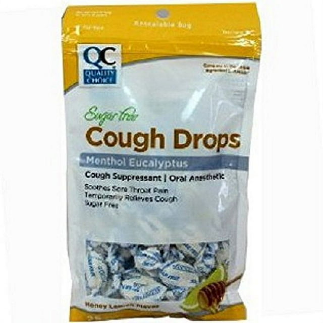 2 Pack QC Sugar Free Cough Drops Menthol Eucalyptus 25 Halls) Each