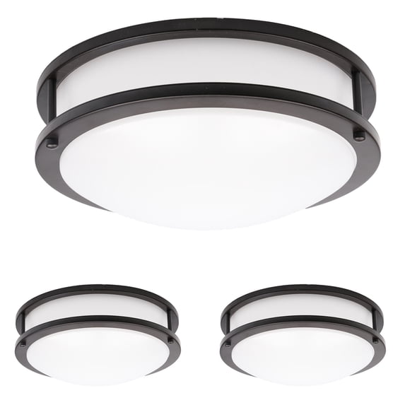 (2 Pack) QPLUS 12" LED Ceiling Light Flush Mount 3000K (Warm White) Dimmable Bronze