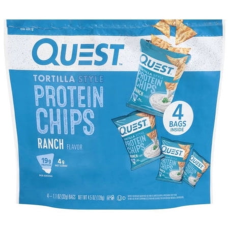 Pack of 2 Quest Tortilla-Style 19g Protein Chips Multipack - Ranch, 4 ct (Package May Vary)