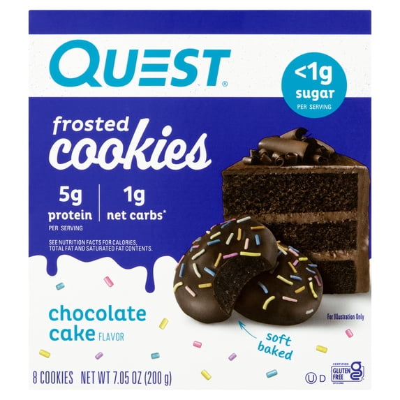 2 Pack - QUEST PROTEIN COOKIE FROSTED CHOCOLATE CAKE 8PK/7.05OZ- Package May Vary